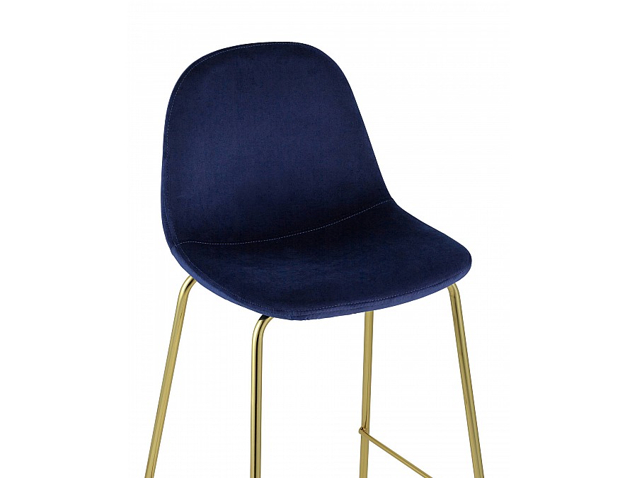 Стул барный Валенсия велюр синий золотые ножки