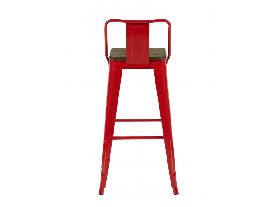 Стул барный TOLIX со спинкой красный глянцевый + темное дерево KD 4 шт.