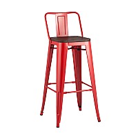 Стул барный TOLIX WOOD со спинкой красный глянцевый