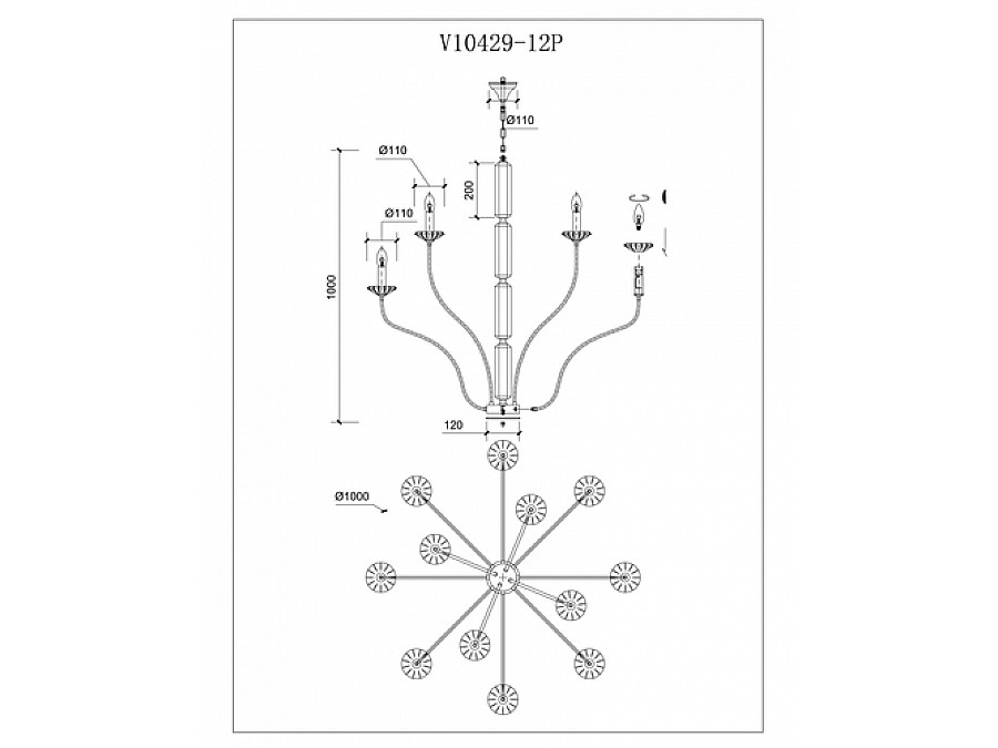 Люстра подвесная Moderli V10429-12P Catania
