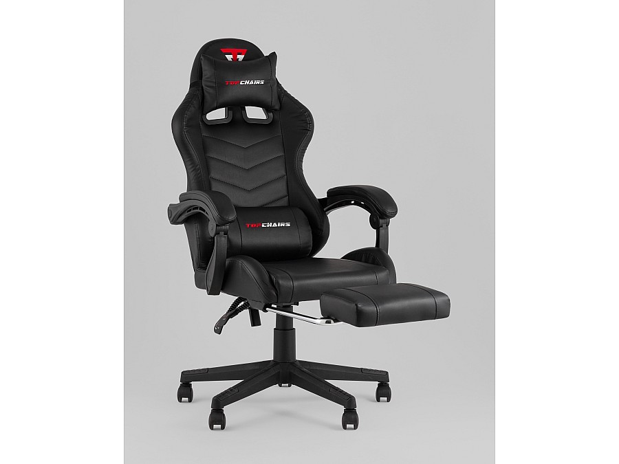 Кресло спортивное TopChairs Prophet с оттоманкой черный