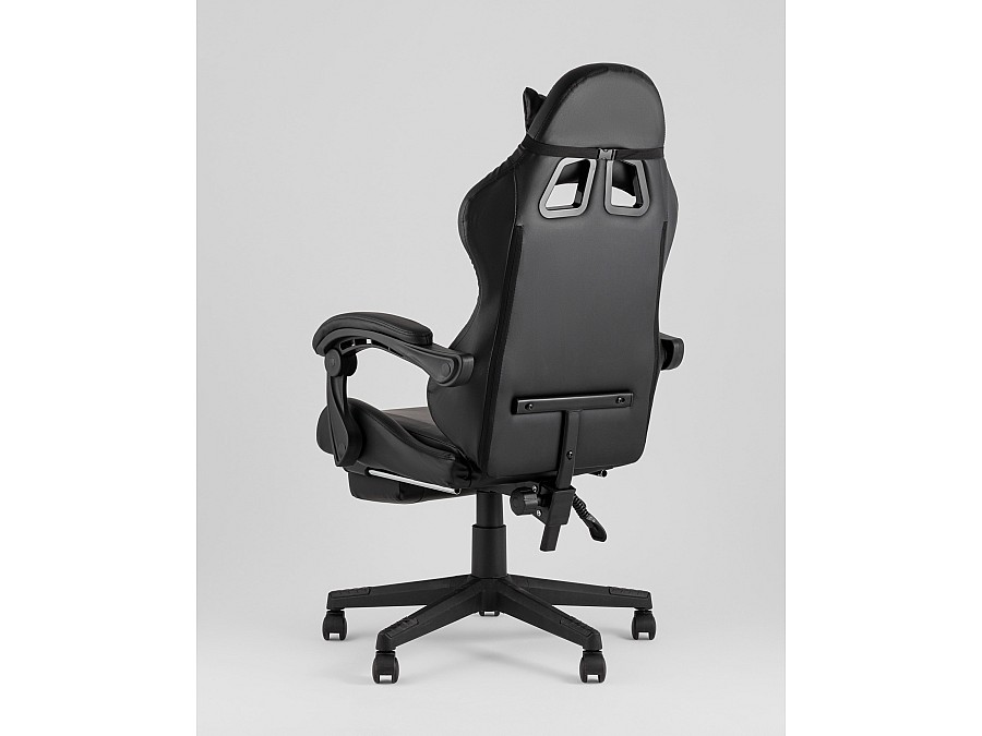 Кресло спортивное TopChairs Prophet с оттоманкой черный