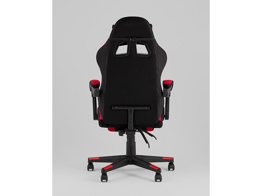 Кресло спортивное TopChairs Prophet с оттоманкой ткань черно-красный