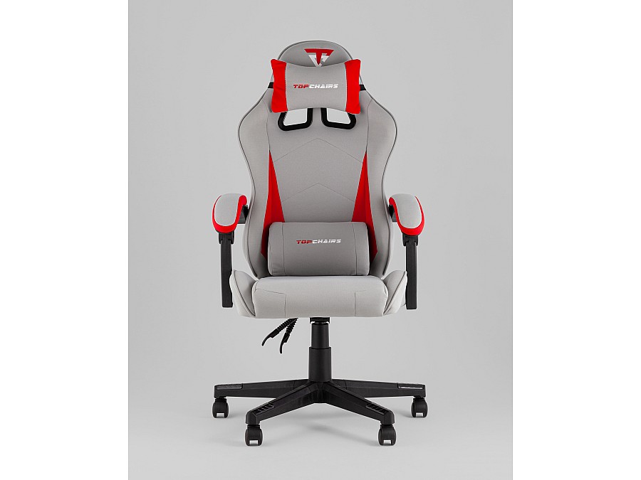 Кресло спортивное TopChairs Phantom ткань серо-красный