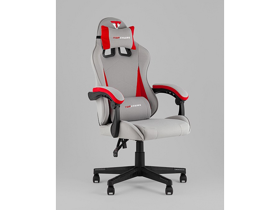 Кресло спортивное TopChairs Phantom ткань серо-красный