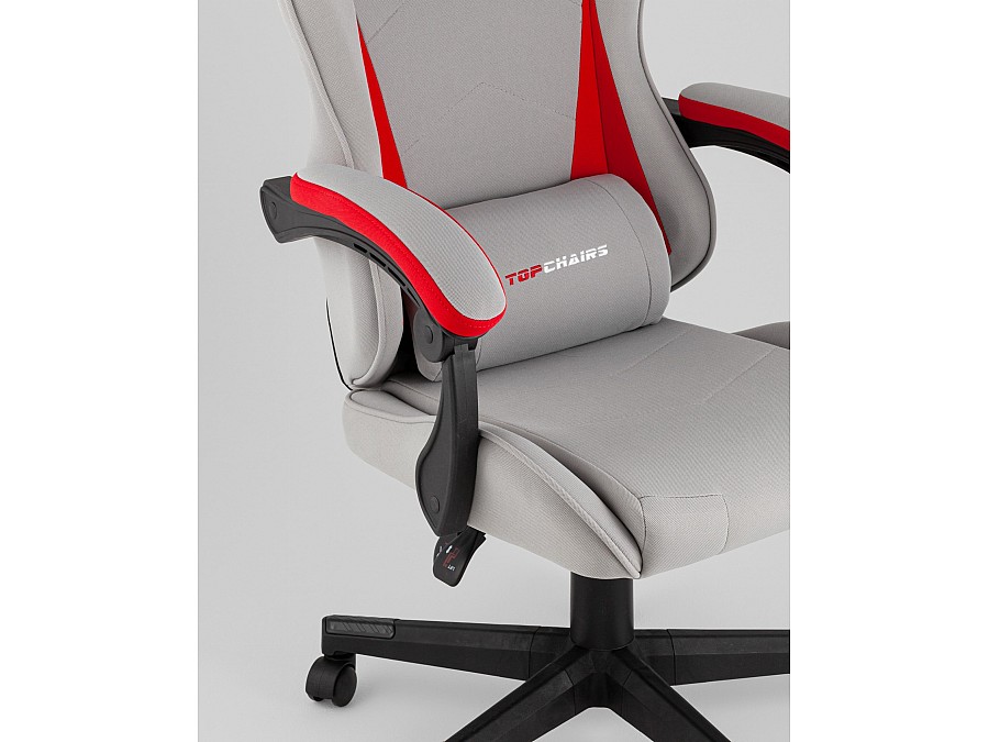 Кресло спортивное TopChairs Phantom ткань серо-красный