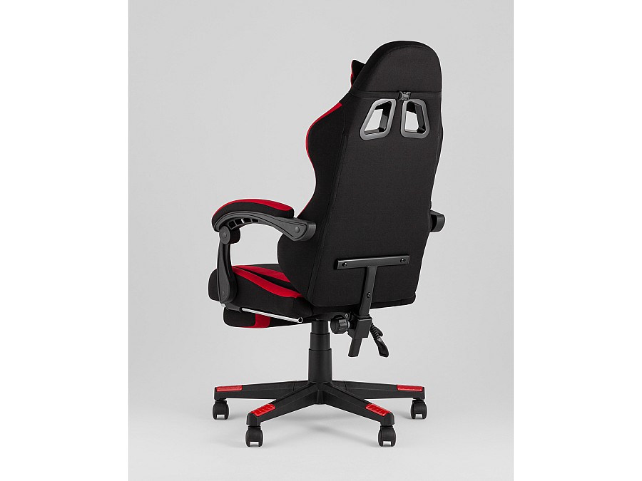 Кресло спортивное TopChairs Prophet с оттоманкой ткань черно-красный