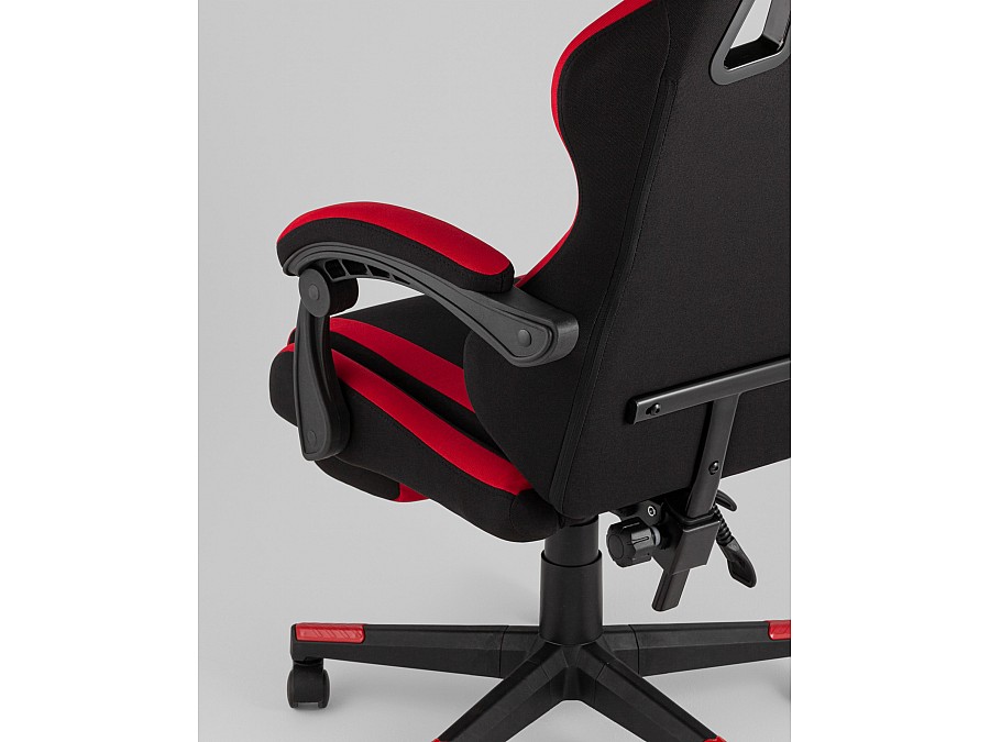 Кресло спортивное TopChairs Prophet с оттоманкой ткань черно-красный