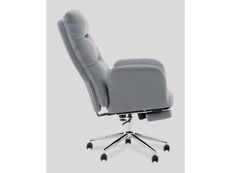 Кресло руководителя TopChairs Solid с оттоманкой серый