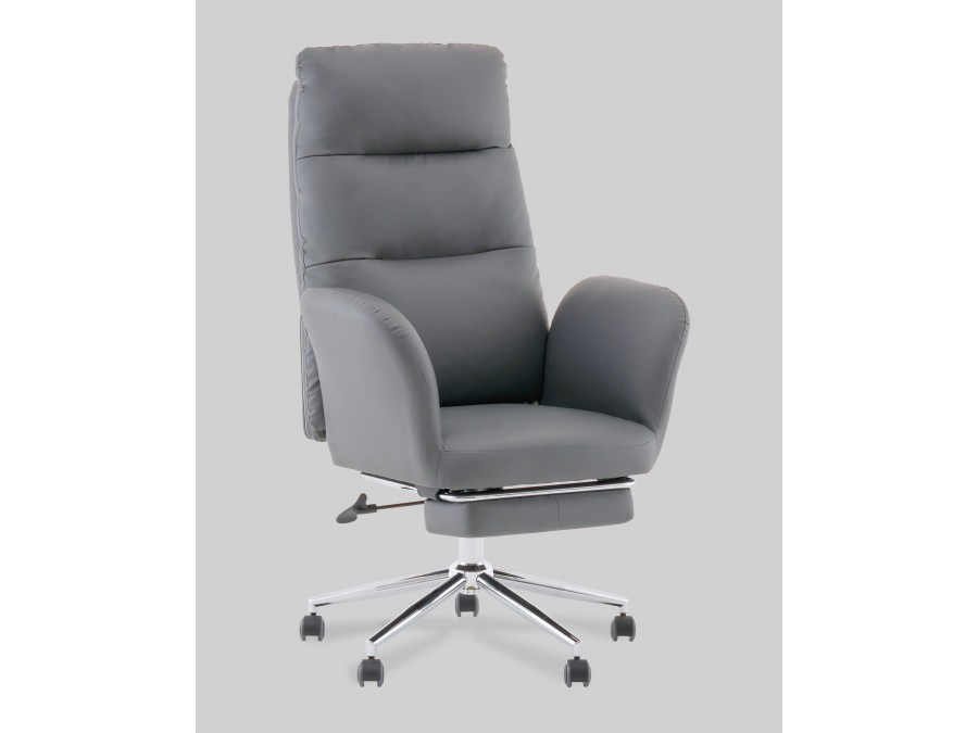 Кресло руководителя TopChairs Solid с оттоманкой серый