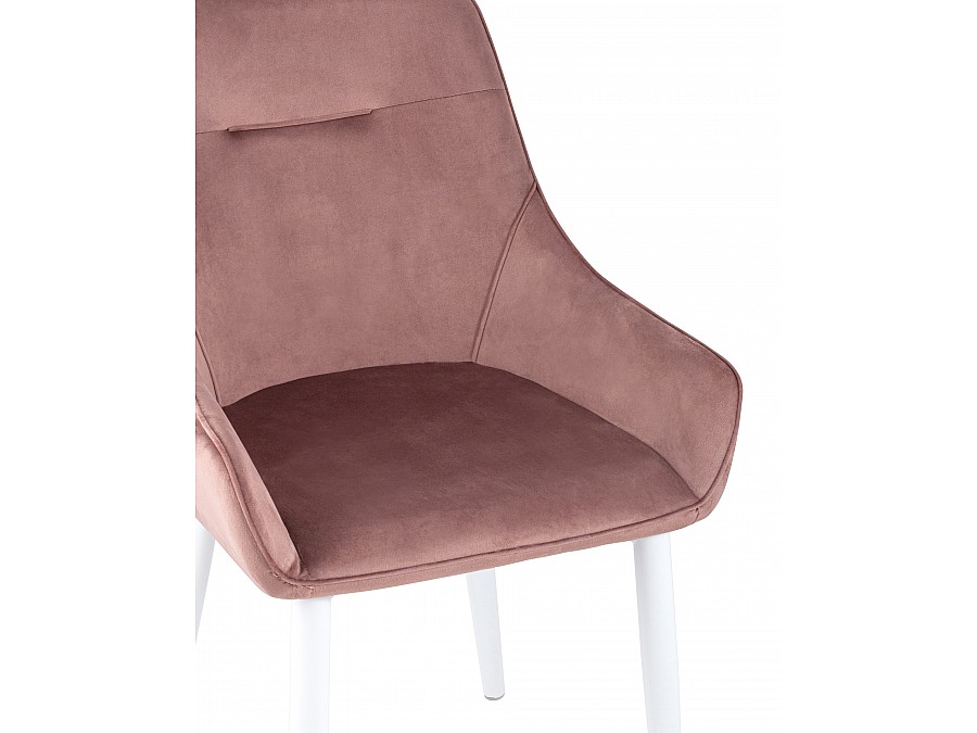 Стул Диана велюр пыльно-розовый ножки белые