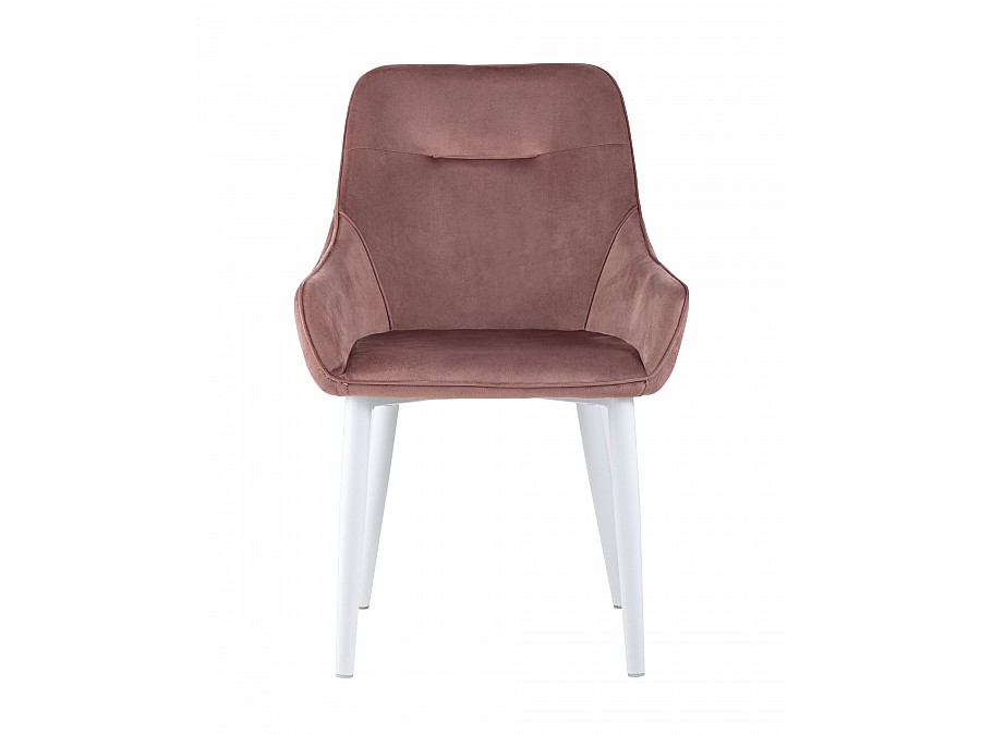 Стул Диана велюр пыльно-розовый ножки белые