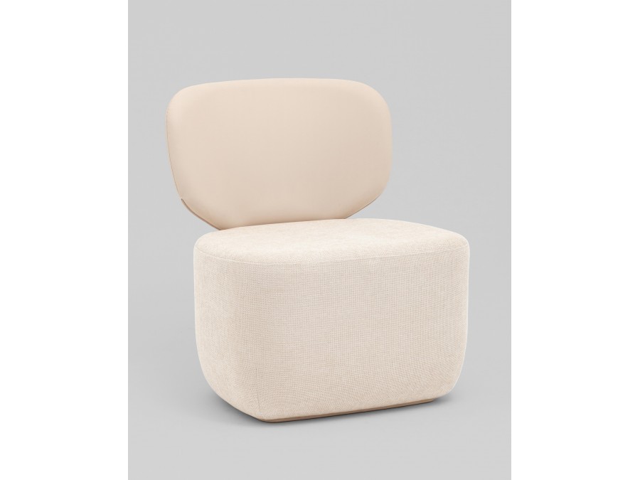 Кресло Спейс спинка экокожа, сиденье шенилл бежевый