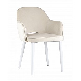 Стул Венера велюр кремовый ножки белые