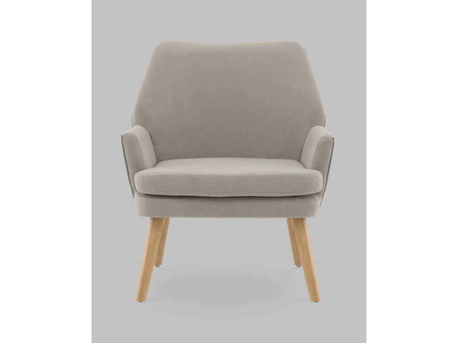 Кресло Харви серый с серой экокожей деревянные ножки