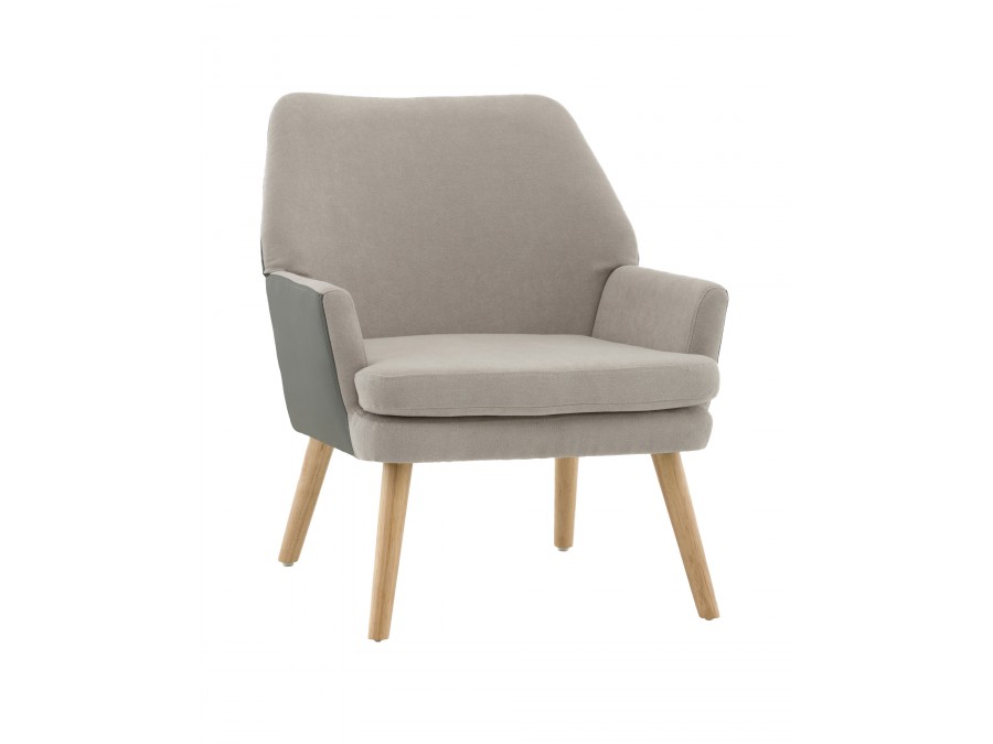 Кресло Харви серый с серой экокожей деревянные ножки