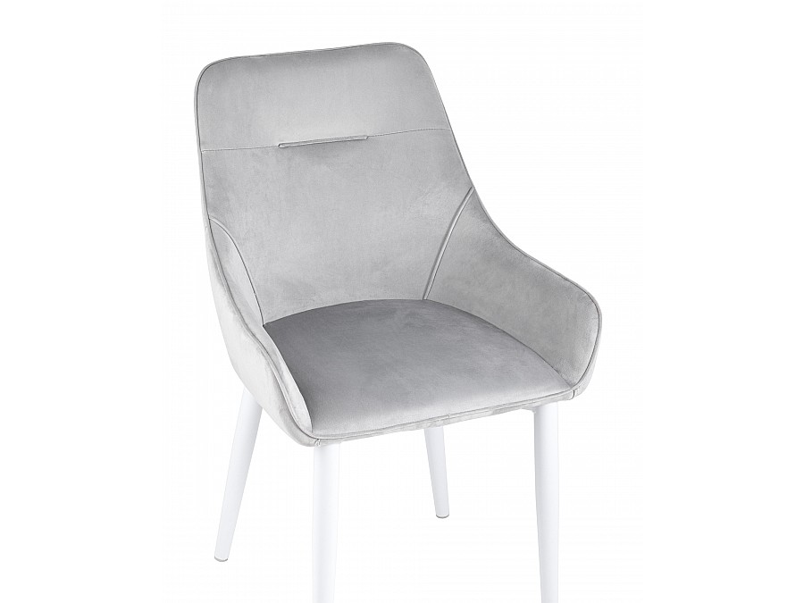 Стул Диана велюр серый ножки белые