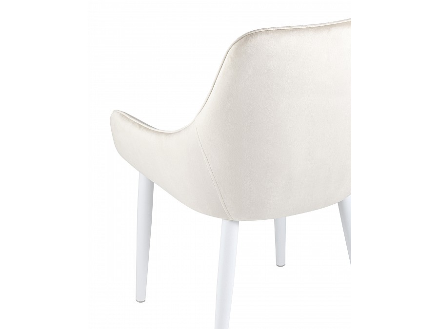 Стул Диана велюр кремовый ножки белые