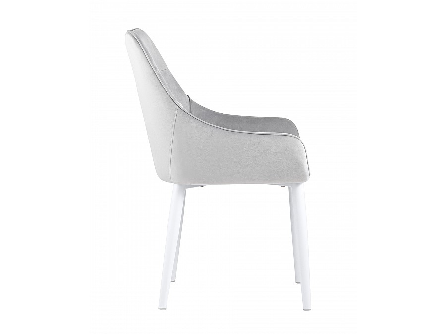 Стул Диана велюр серый ножки белые