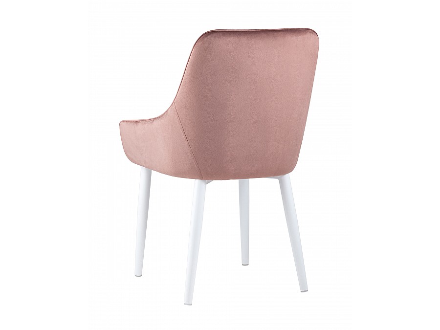 Стул Диана велюр пыльно-розовый ножки белые