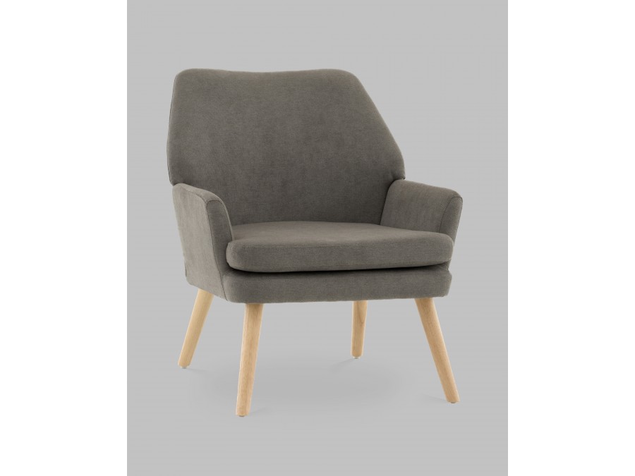 Кресло Харви серый деревянные ножки