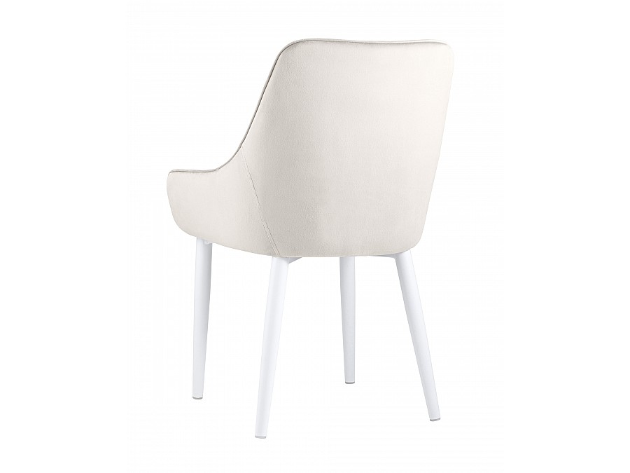 Стул Диана велюр кремовый ножки белые