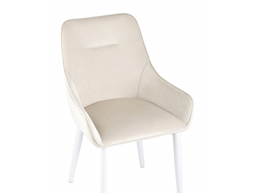 Стул Диана велюр кремовый ножки белые