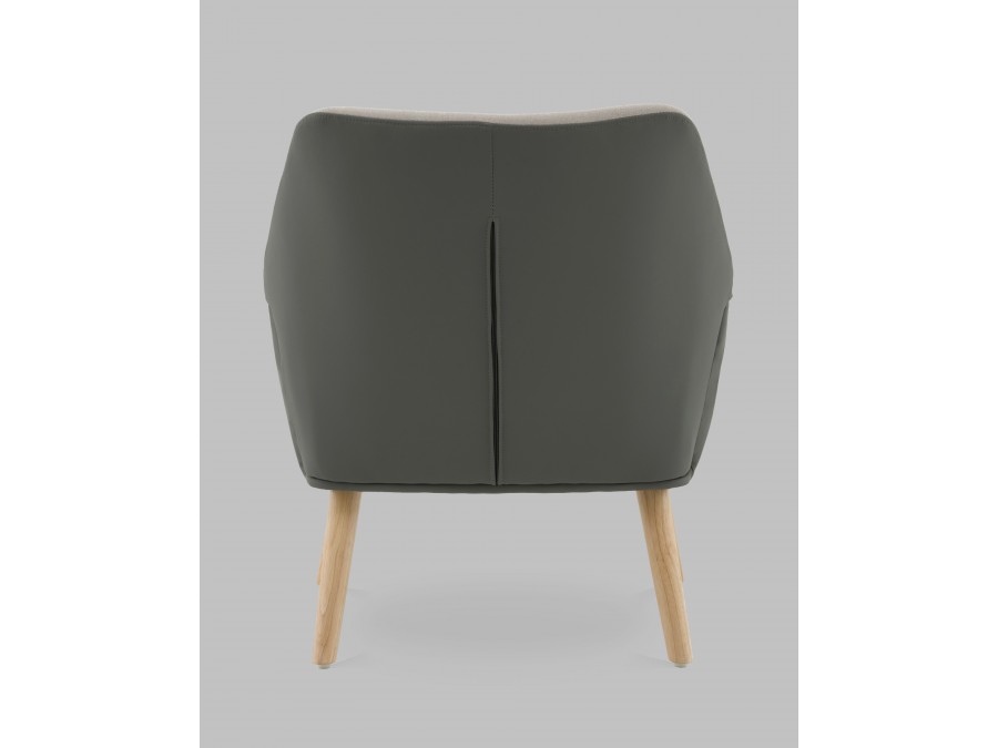 Кресло Харви серый с серой экокожей деревянные ножки