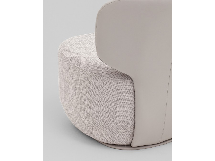 Кресло Спейс спинка экокожа, сиденье шенилл светло-серый