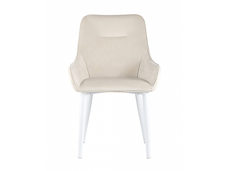 Стул Диана велюр кремовый ножки белые