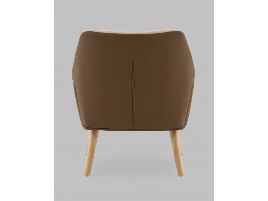 Кресло Харви бежевый с коричневой экокожей деревянные ножки