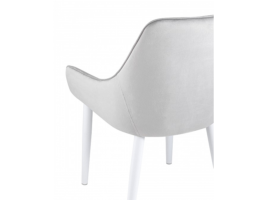 Стул Диана велюр серый ножки белые