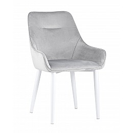 Стул Диана велюр серый ножки белые