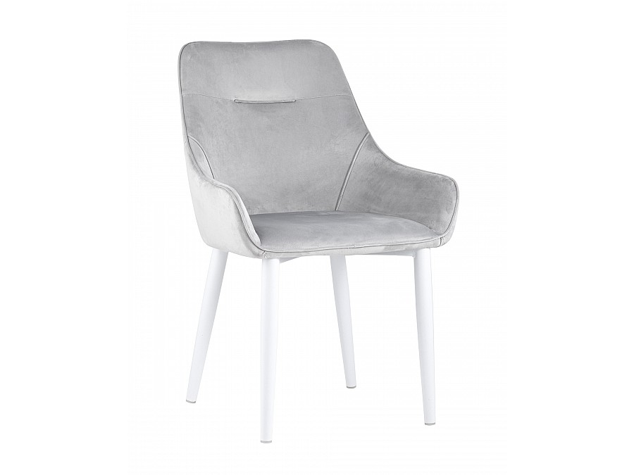 Стул Диана велюр серый ножки белые