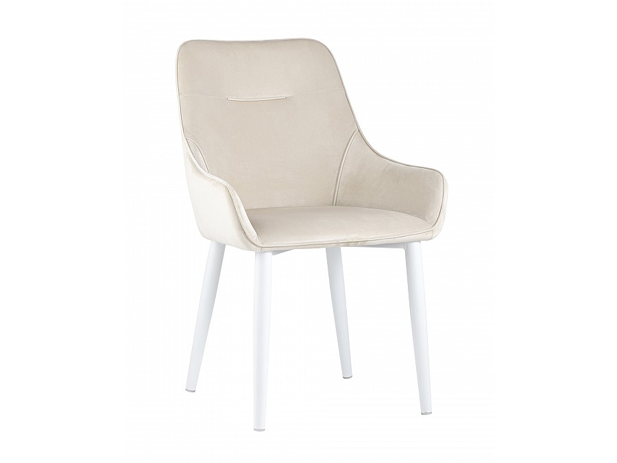 Стул Диана велюр кремовый ножки белые