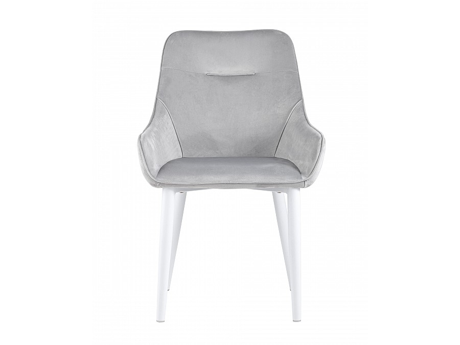 Стул Диана велюр серый ножки белые
