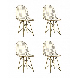 Стул обеденный Eiffel золотой с белой подушкой 4 шт