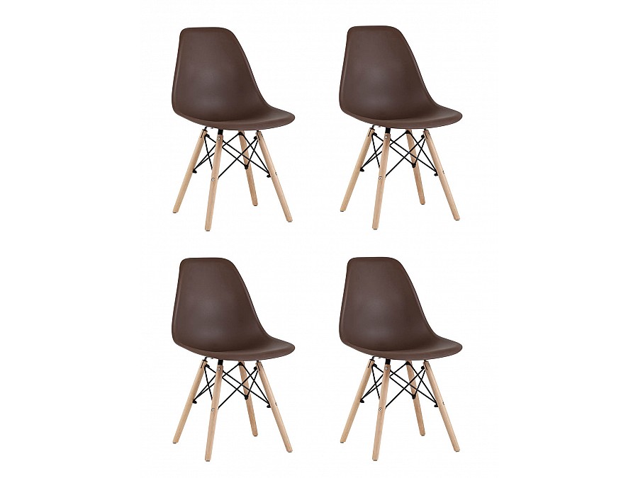 Стул Eames Style DSW коричневый x4 (разборный каркас)