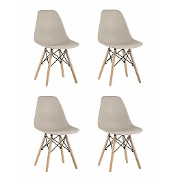 Стул Eames Style DSW бежевый x4 (разборный каркас)