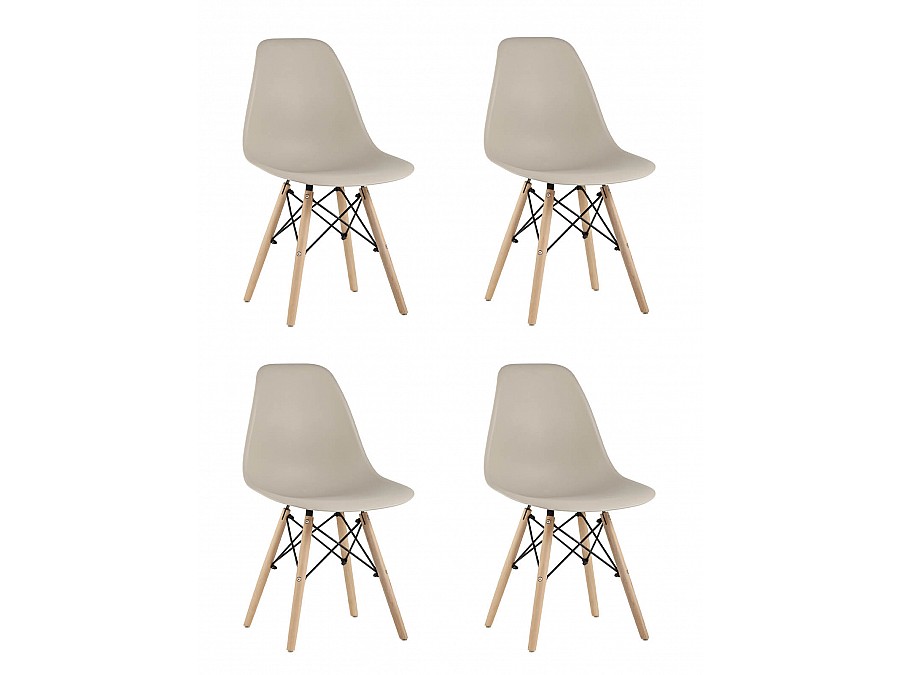 Стул Eames Style DSW бежевый x4 (разборный каркас)