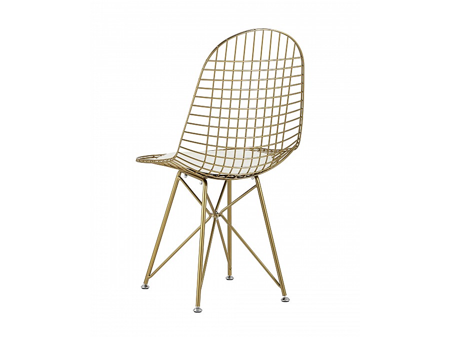 Стул обеденный Eiffel золотой с белой подушкой 4 шт