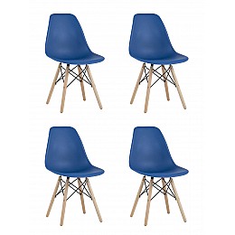 Стул Eames Style DSW синий x4 (разборный каркас)