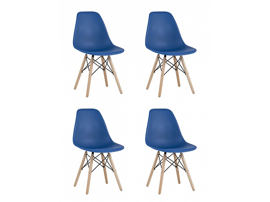 Стул Eames Style DSW синий x4 (разборный каркас)