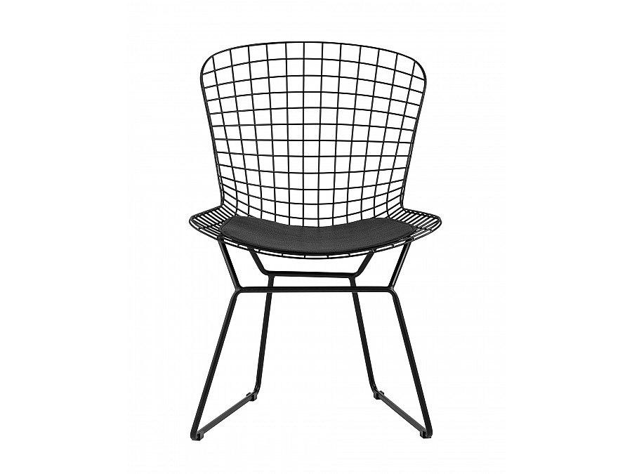 Стул обеденный Bertoia черный с черной подушкой 4 шт