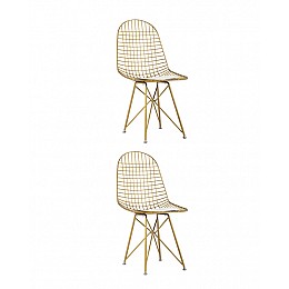 Стул обеденный Eiffel золотой с белой подушкой 2 шт