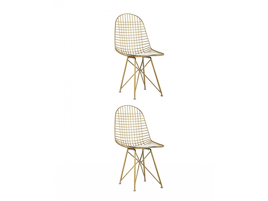 Стул обеденный Eiffel золотой с белой подушкой 2 шт