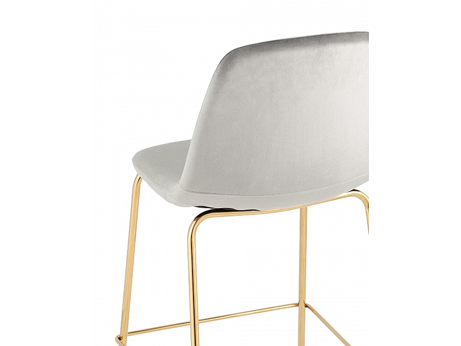 Стул полубарный Валенсия SN, велюр серый, золотые ножки 2 шт