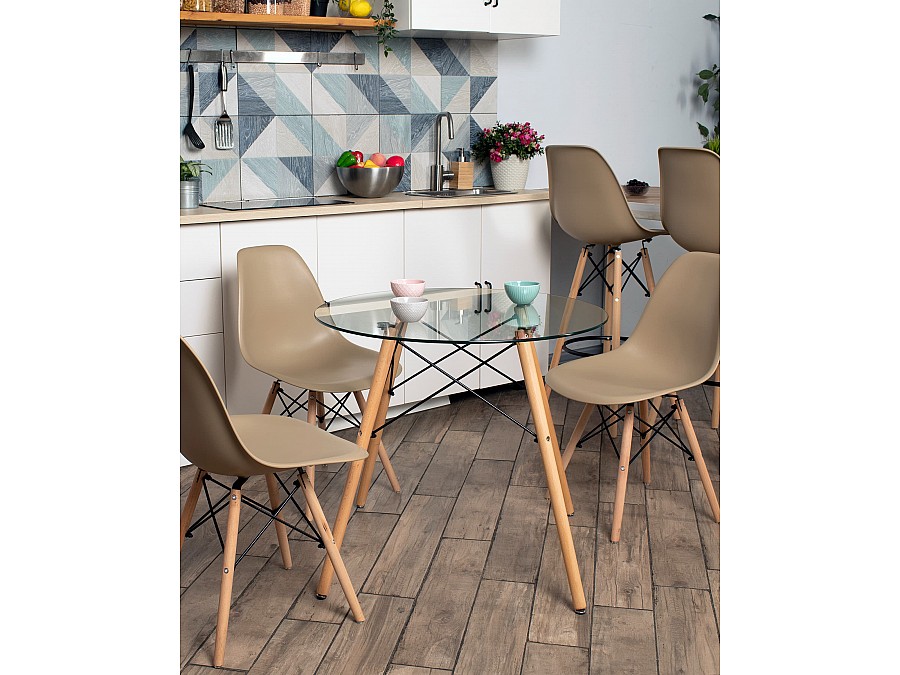 Стул Eames Style DSW бежевый x4 (разборный каркас)
