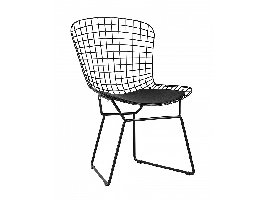 Стул обеденный Bertoia черный с черной подушкой 2 шт