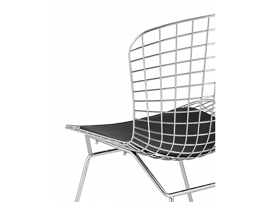 Стул обеденный Bertoia хромированный с черной подушкой 4 шт